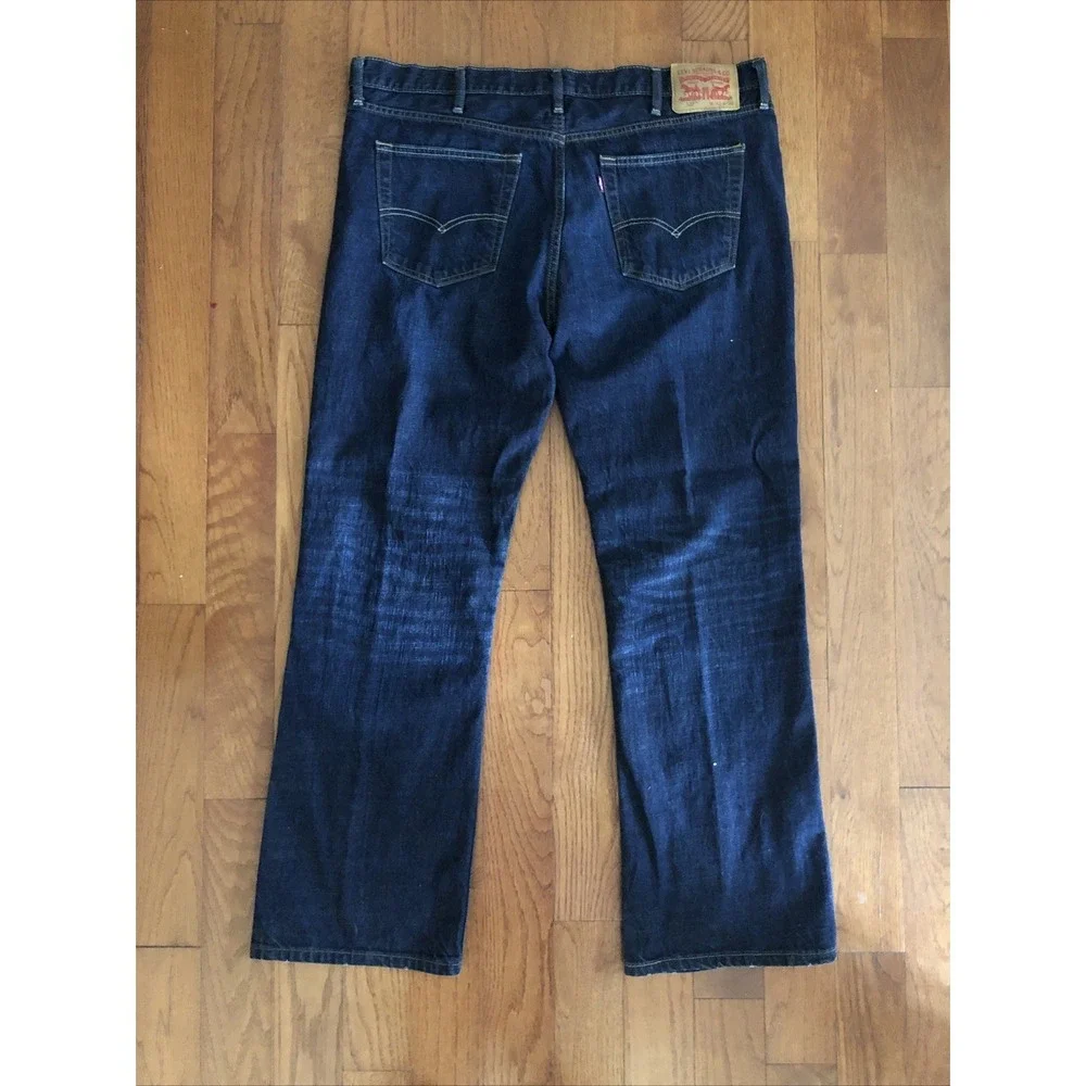 Levi's 527 Jeans Blue Slim Boot Cut Stretch Denim Dark Wash Mens 42x32 Measured